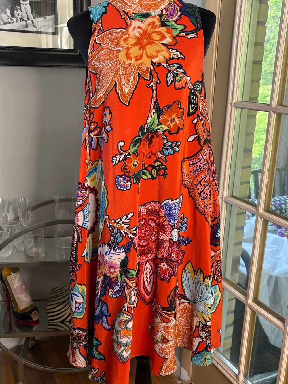 Maeve silk dress orange print